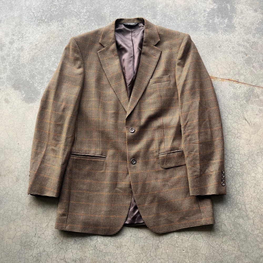Jos A Bank Mens Brown Houndstooth Sport Coat Two Button Blazer Jacket